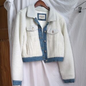 Cozy White and Blue Teddy Jacket